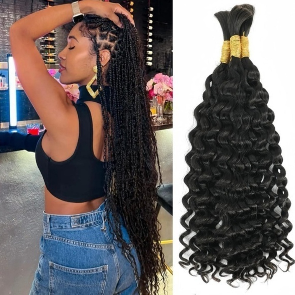 30”‎ 26” 24” Wet & Wavy Water Wave Human Hair Nat Black #1B Braiding 250g #QB8